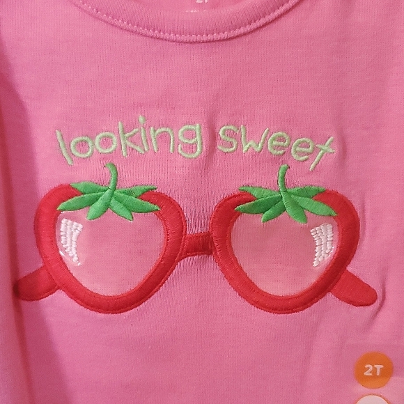 NWT New Gymboree Pink Looking Good Strawberry Short Sleeve Top Girls Size 2T - Picture 4 of 5